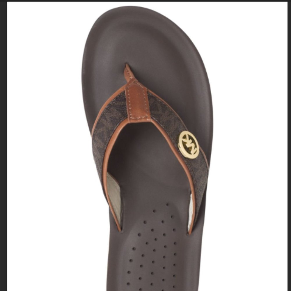 Michael Kors Gage Platform Flip Flops in Brown